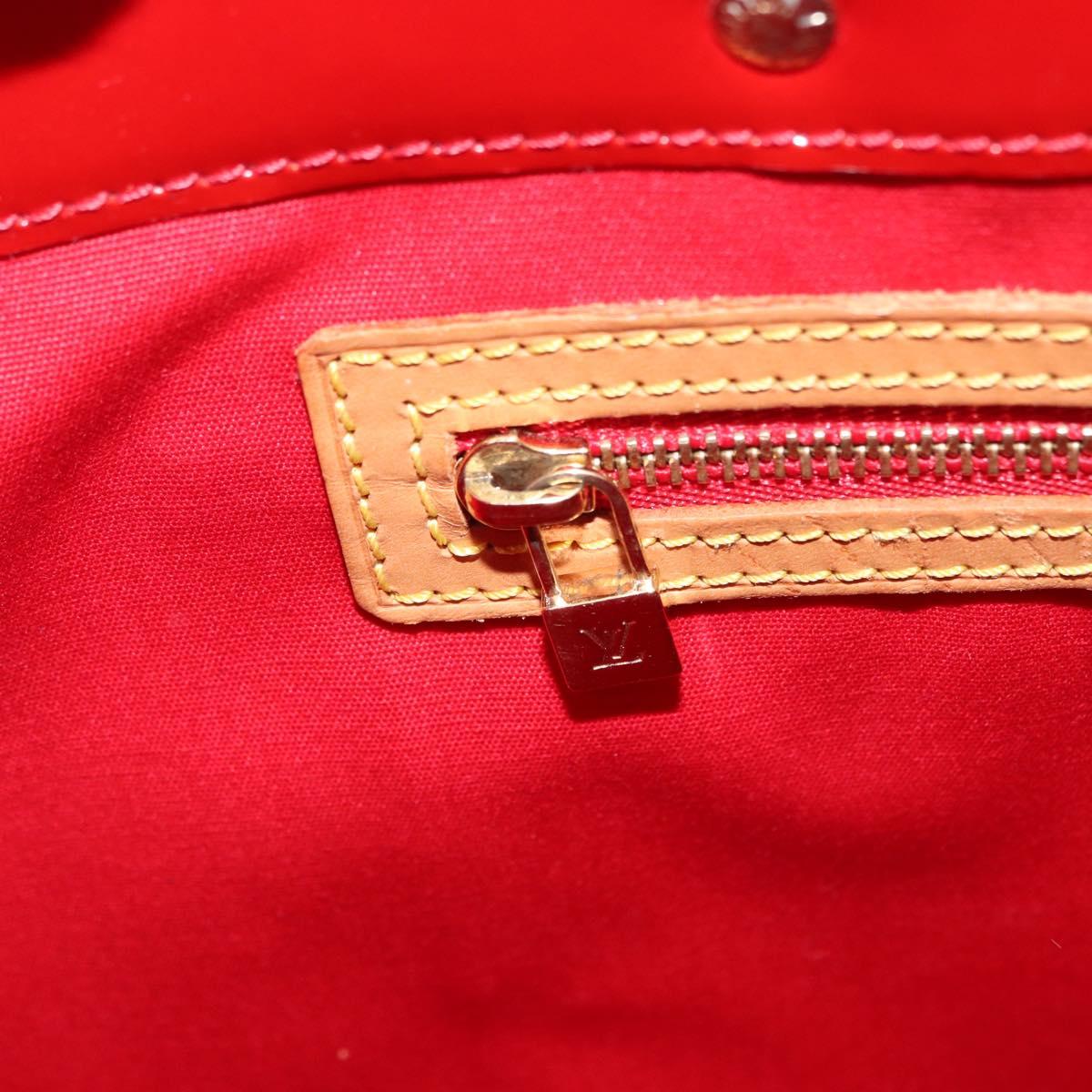 LOUIS VUITTON Monogram Vernis Reade MM Hand Bag Red Rouge M91086 LV Auth 166560