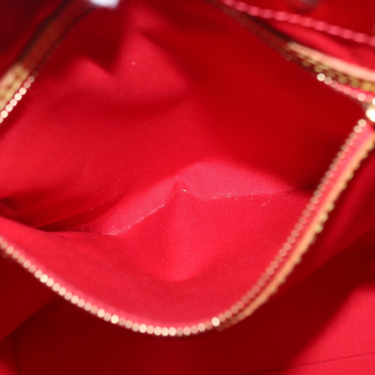 LOUIS VUITTON Monogram Vernis Reade MM Hand Bag Red Rouge M91086 LV Auth 166560