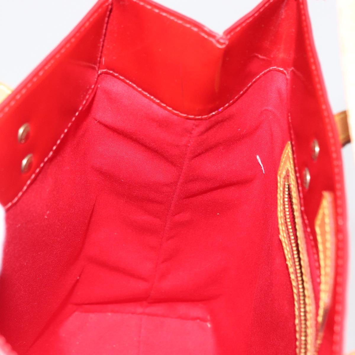 LOUIS VUITTON Monogram Vernis Reade MM Hand Bag Red Rouge M91086 LV Auth 166613