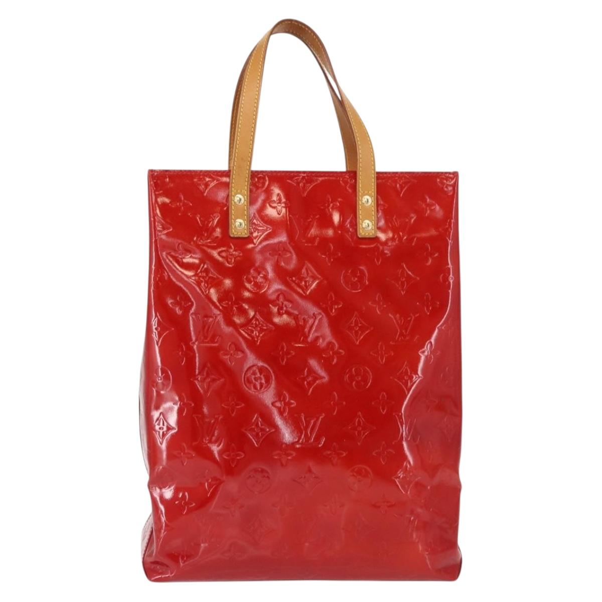 LOUIS VUITTON Monogram Vernis Reade MM Hand Bag Red Rouge M91086 LV Auth 166613