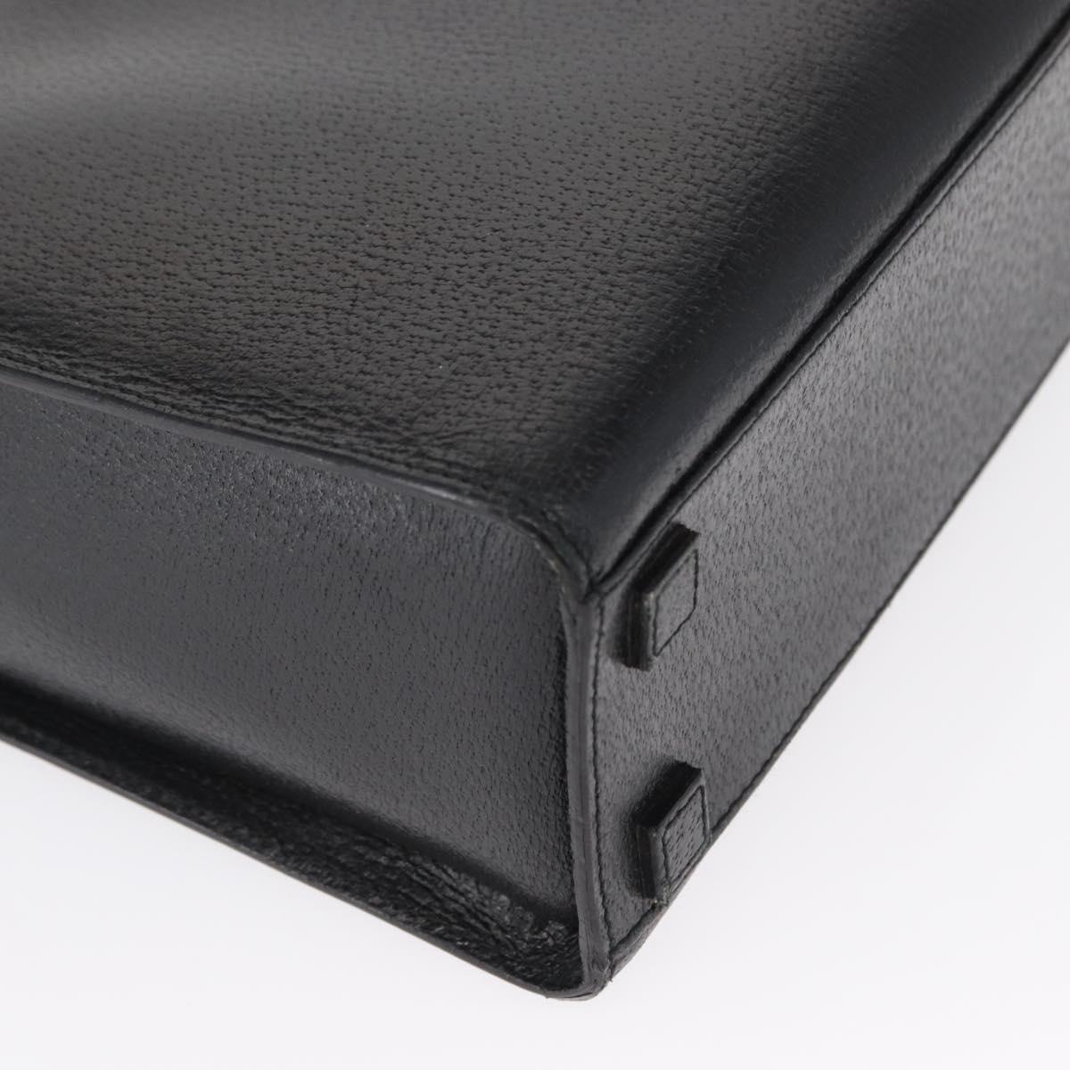 GUCCI Bamboo Hand Bag Leather Black Silver 002 0260 Auth 166619