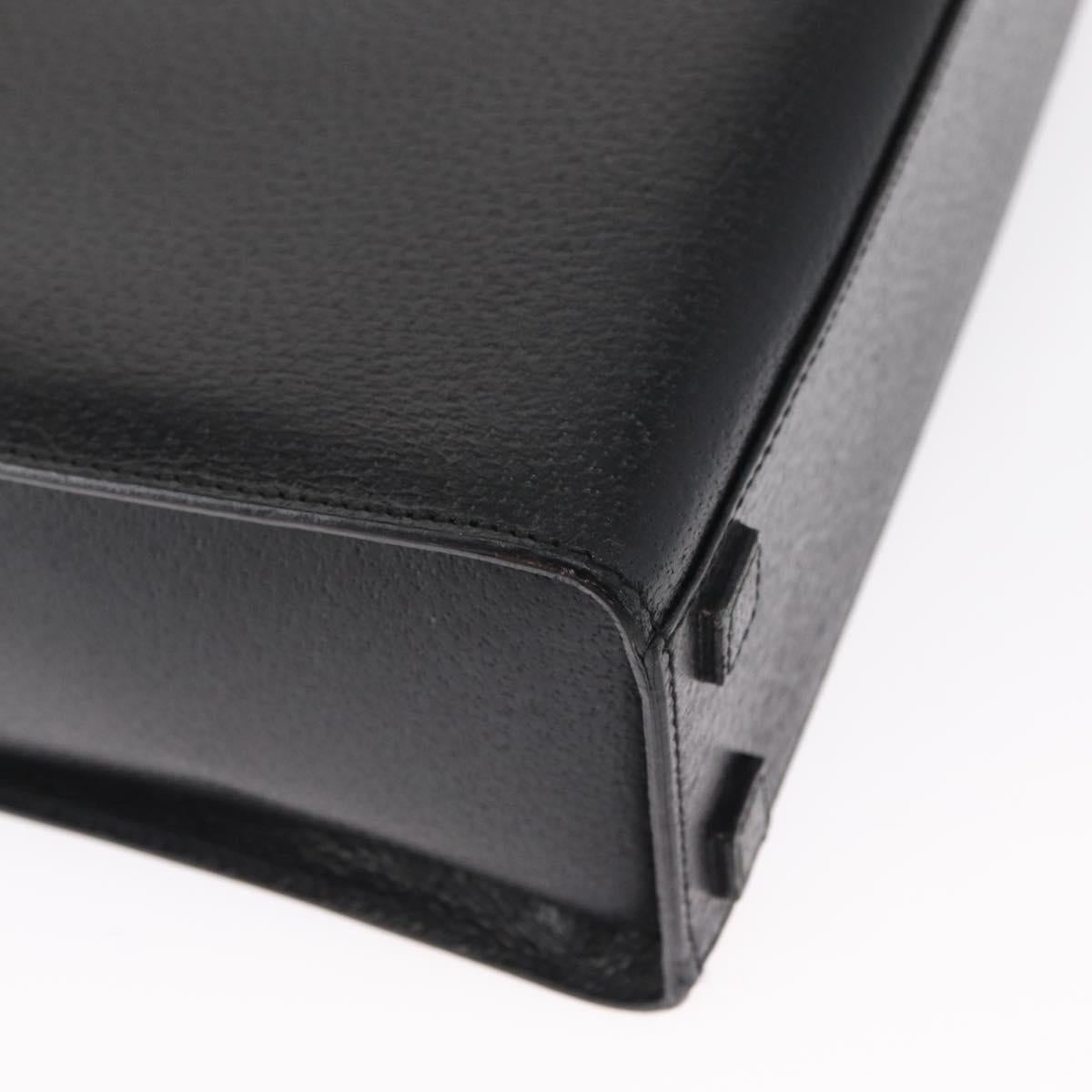 GUCCI Bamboo Hand Bag Leather Black Silver 002 0260 Auth 166619