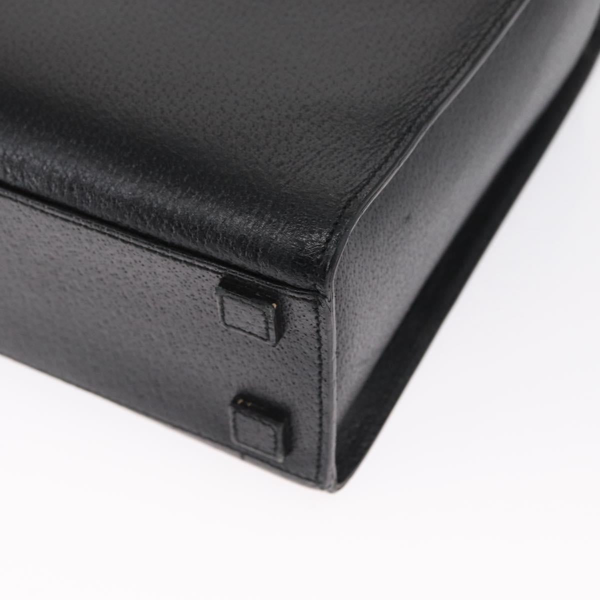 GUCCI Bamboo Hand Bag Leather Black Silver 002 0260 Auth 166619