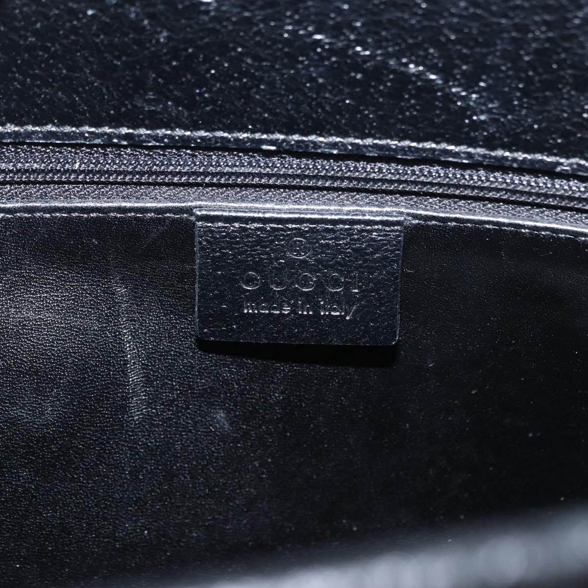 GUCCI Bamboo Hand Bag Leather Black Silver 002 0260 Auth 166619