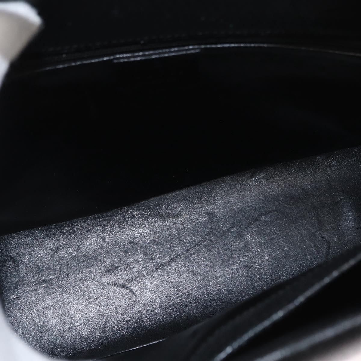 GUCCI Bamboo Hand Bag Leather Black Silver 002 0260 Auth 166619