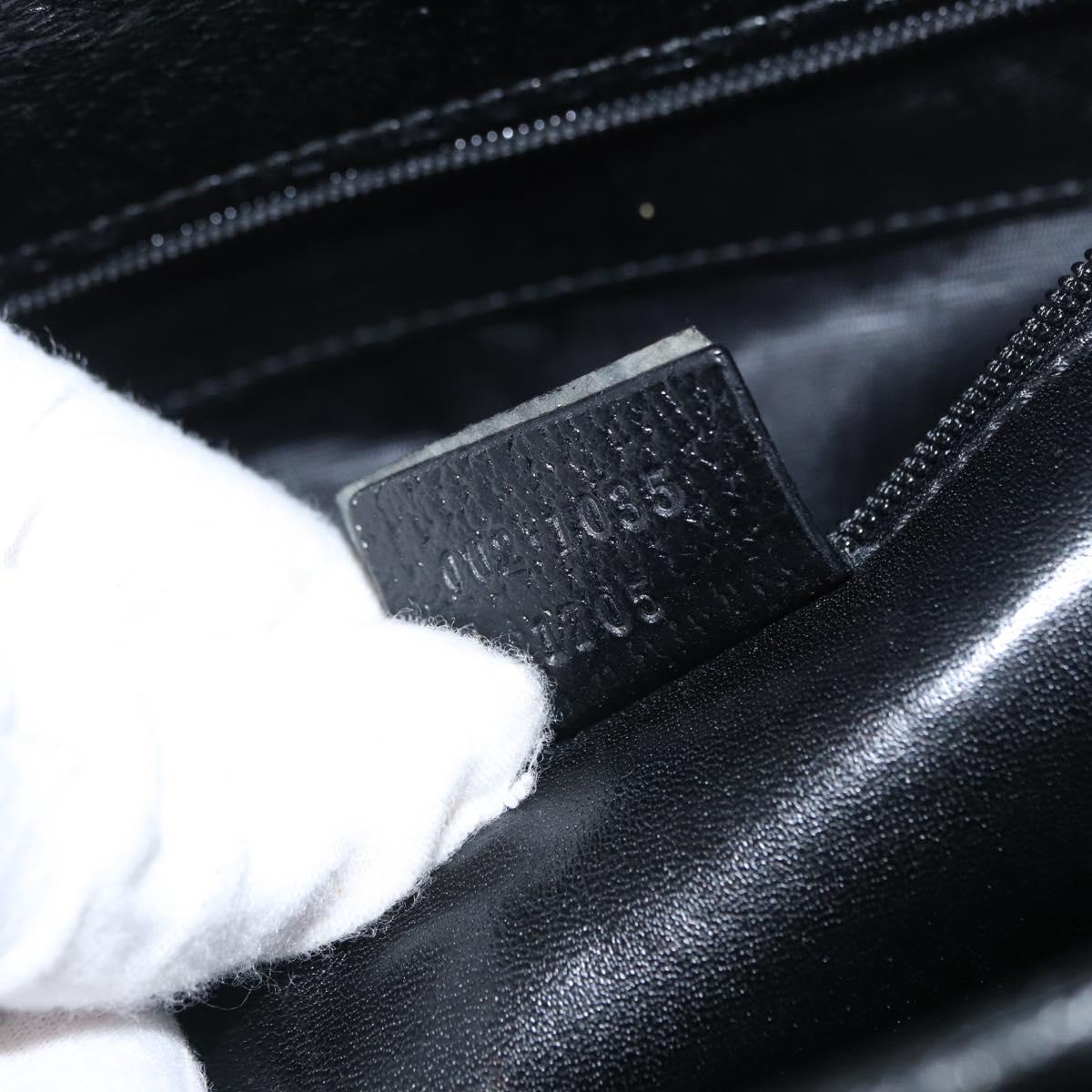 GUCCI Bamboo Hand Bag Leather Black Silver 002 0260 Auth 166619