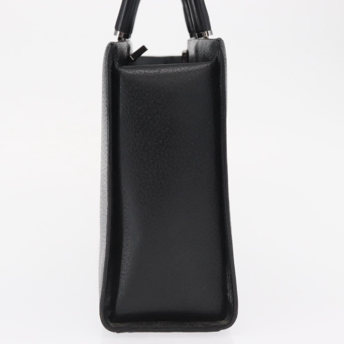 GUCCI Bamboo Hand Bag Leather Black Silver 002 0260 Auth 166619