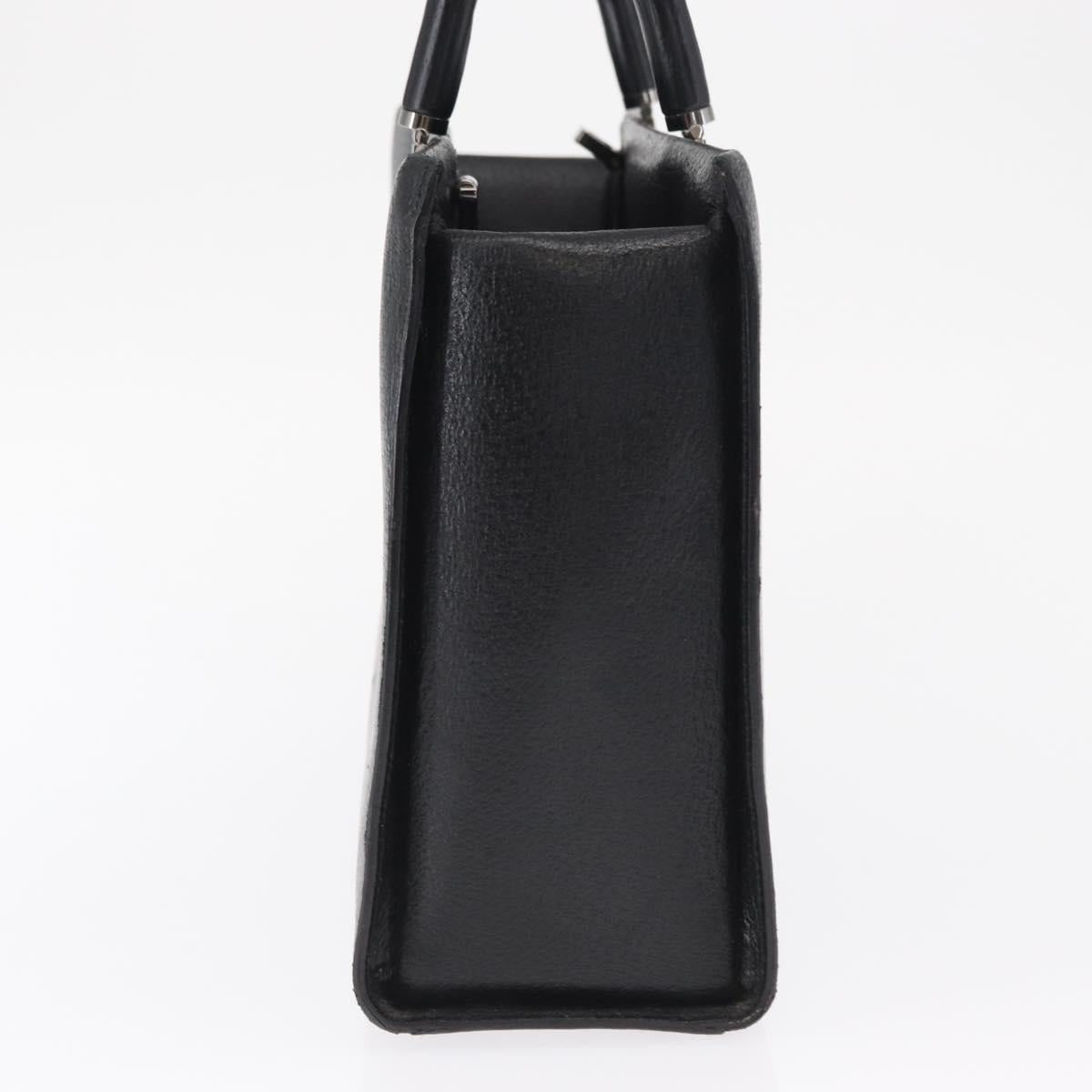 GUCCI Bamboo Hand Bag Leather Black Silver 002 0260 Auth 166619