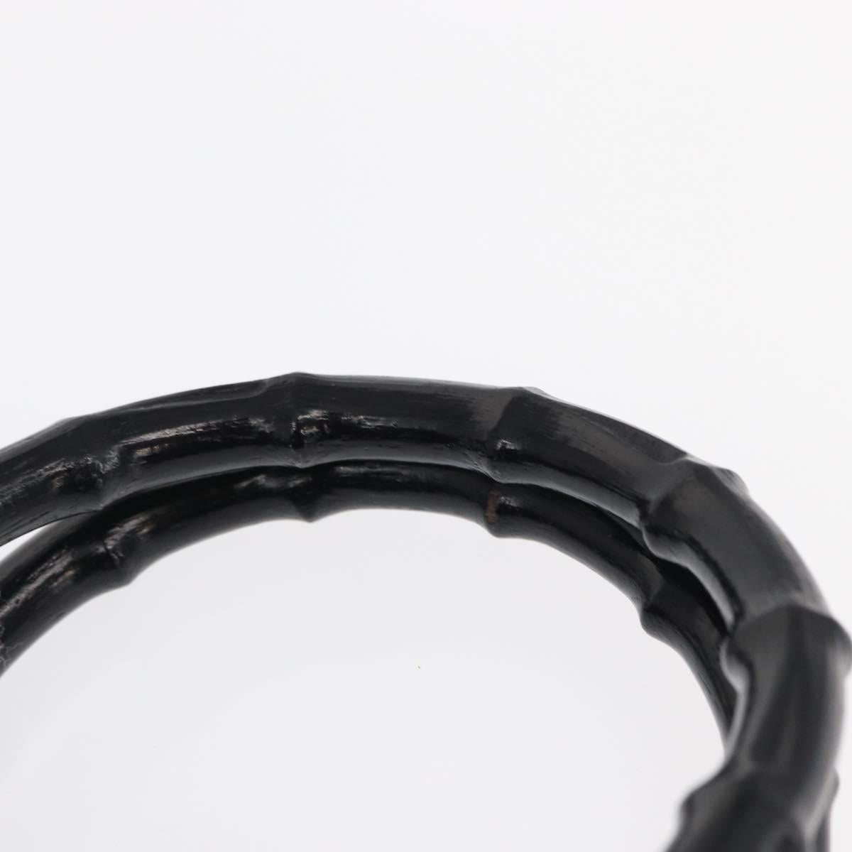 GUCCI Bamboo Hand Bag Leather Black Silver 002 0260 Auth 166619