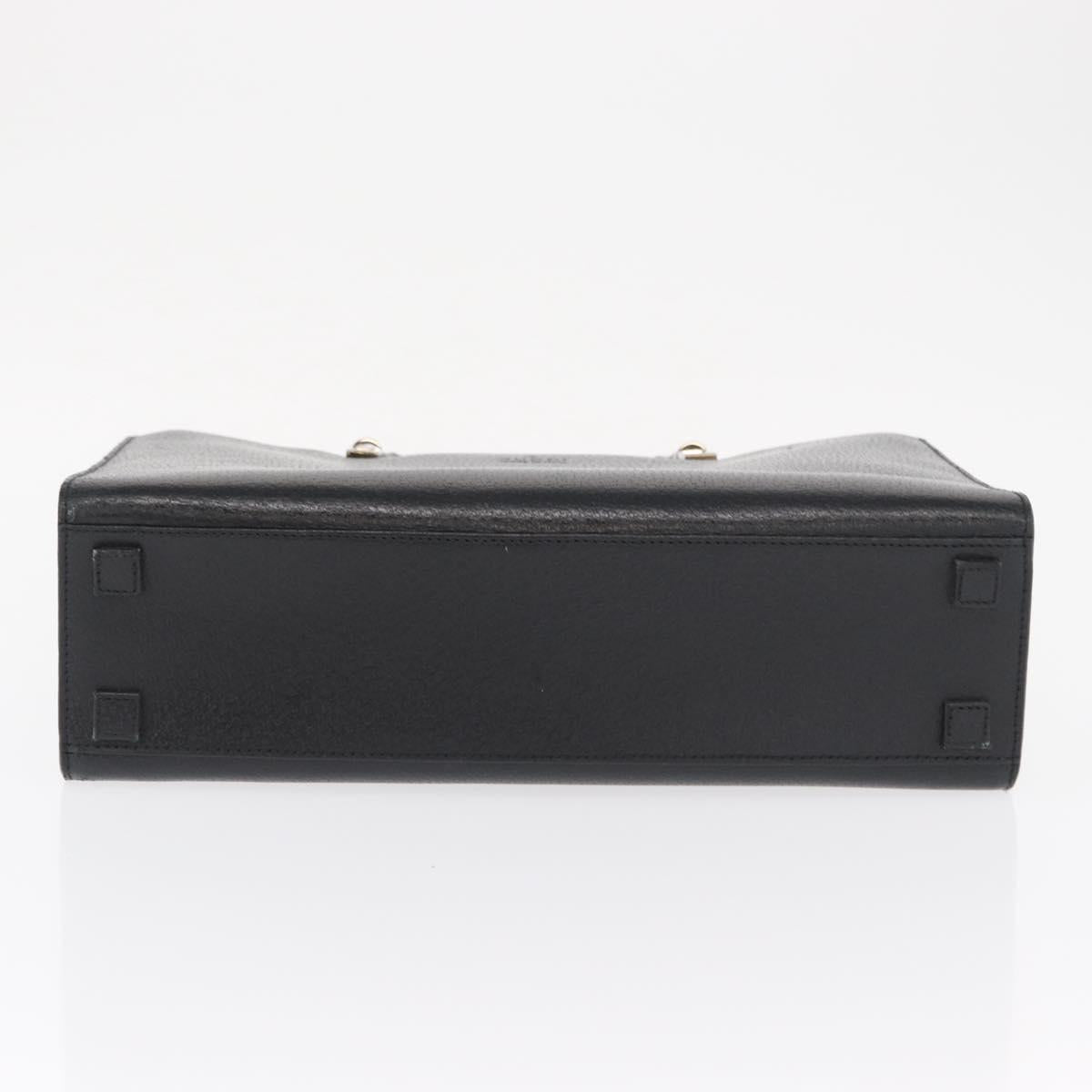 GUCCI Bamboo Hand Bag Leather Black Silver 002 0260 Auth 166619