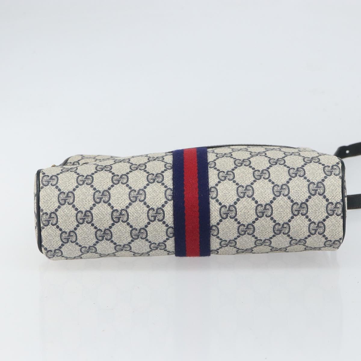 GUCCI GG Supreme Sherry Line Bag PVC Navy Gold Red 001 4071 5 Auth 166620