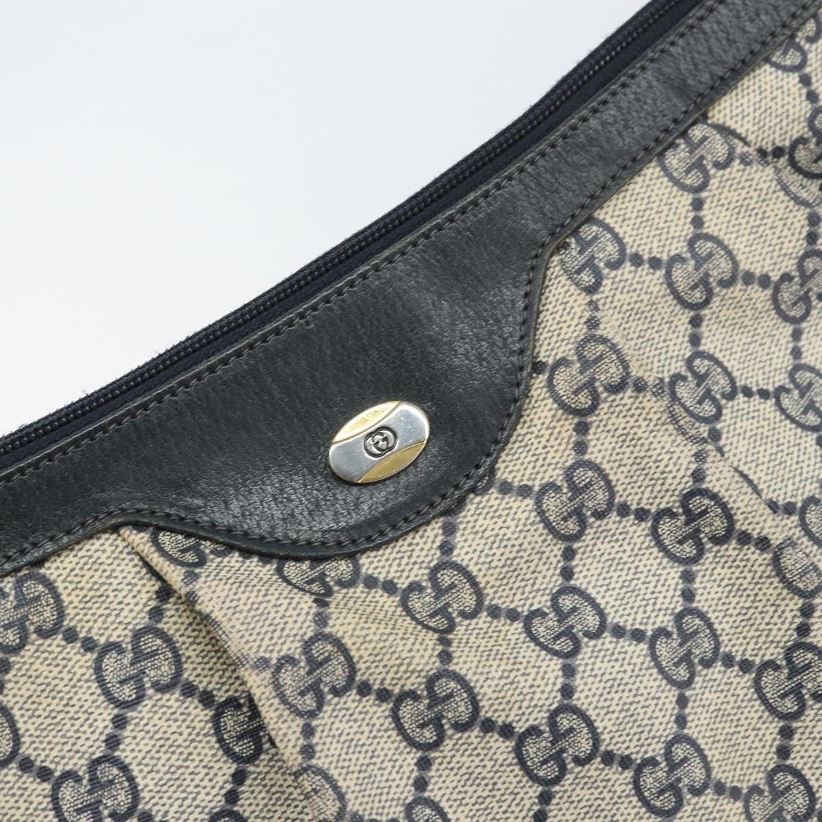 GUCCI GG Supreme Shoulder Bag PVC Navy Gold 41 02 058 Auth 166621