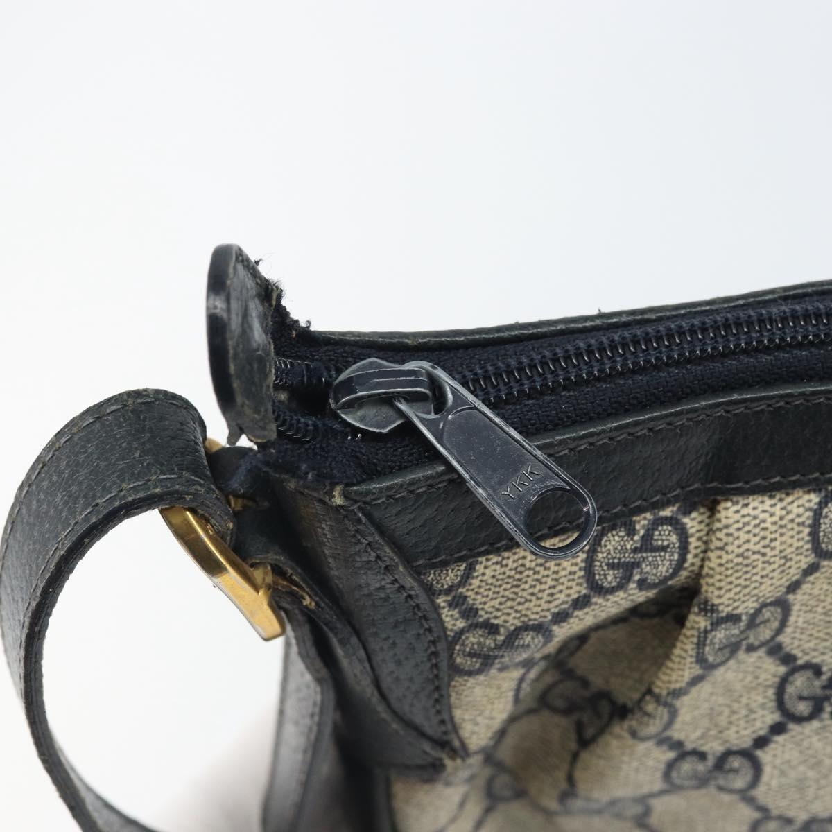 GUCCI GG Supreme Shoulder Bag PVC Navy Gold 41 02 058 Auth 166621