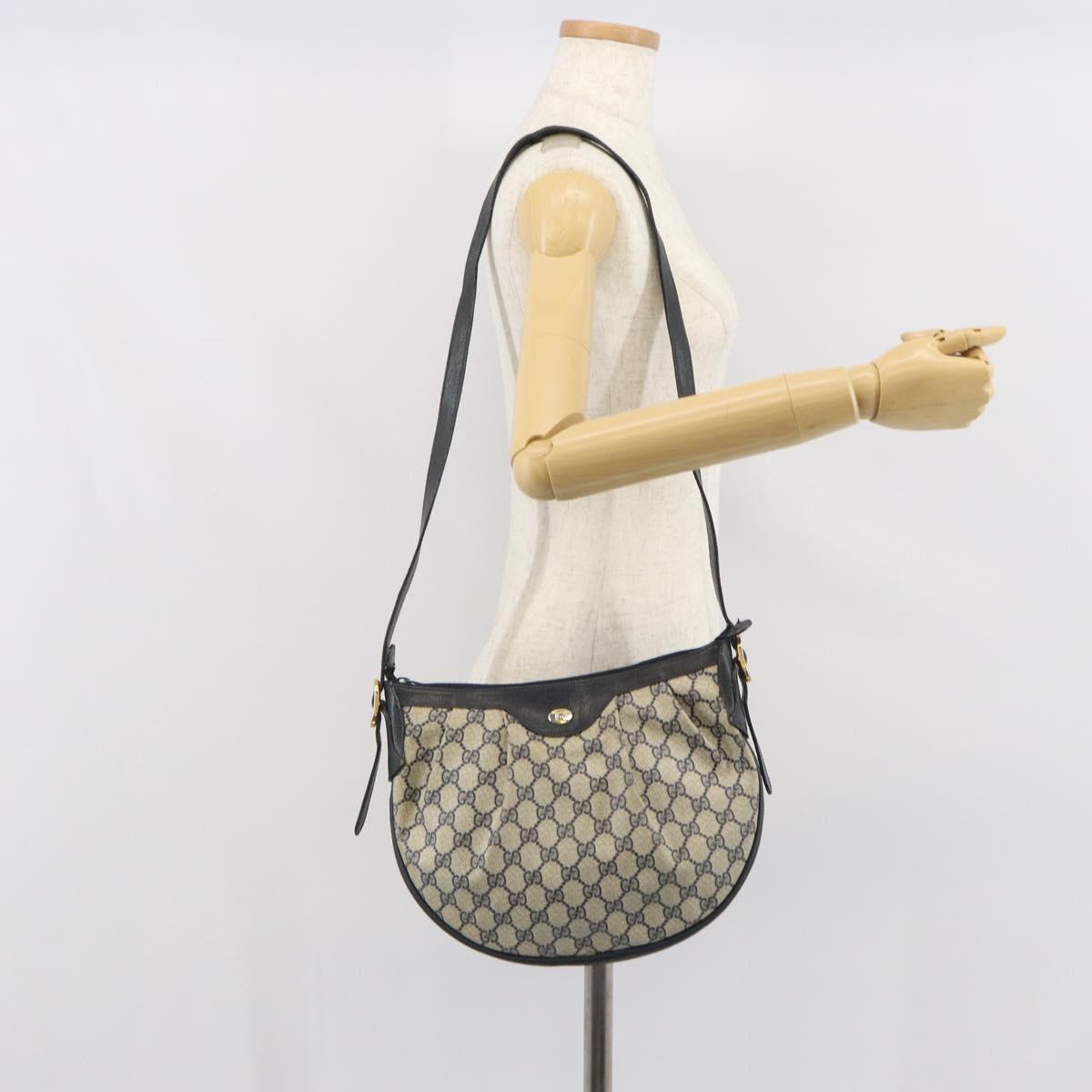 GUCCI GG Supreme Shoulder Bag PVC Navy Gold 41 02 058 Auth 166621