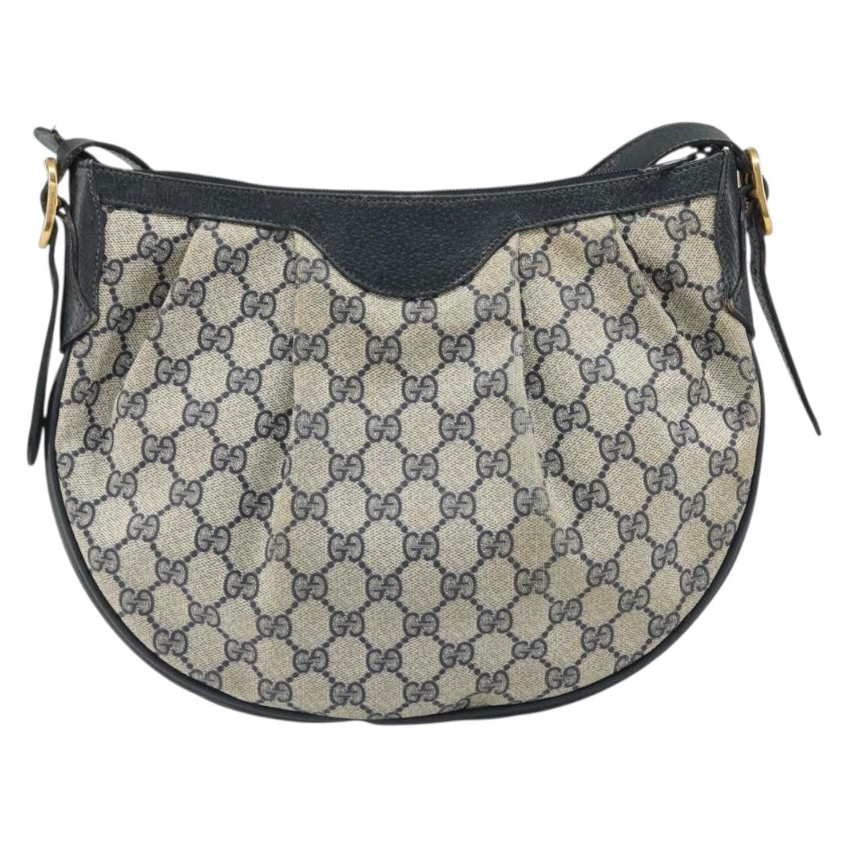 GUCCI GG Supreme Shoulder Bag PVC Navy Gold 41 02 058 Auth 166621