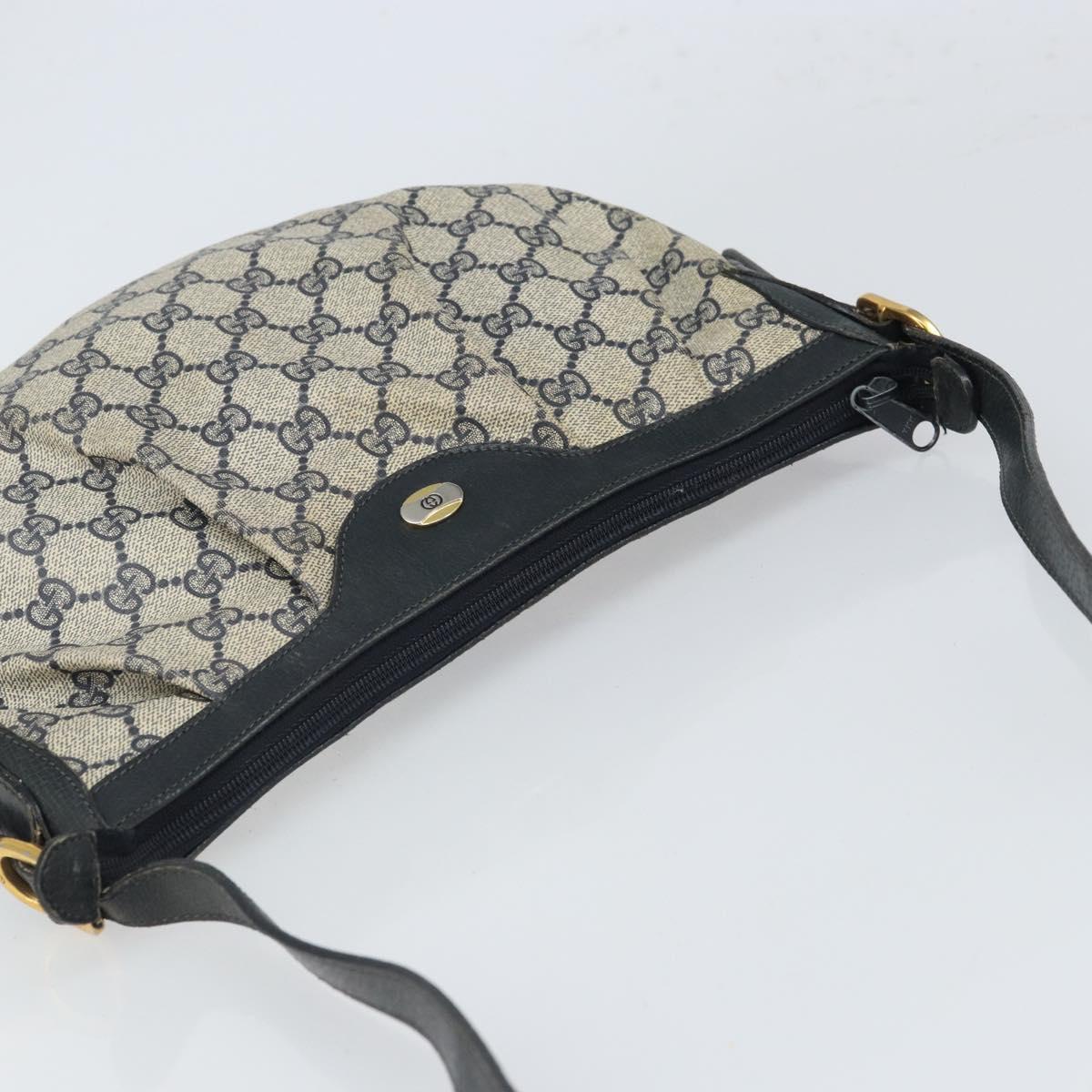 GUCCI GG Supreme Shoulder Bag PVC Navy Gold 41 02 058 Auth 166621