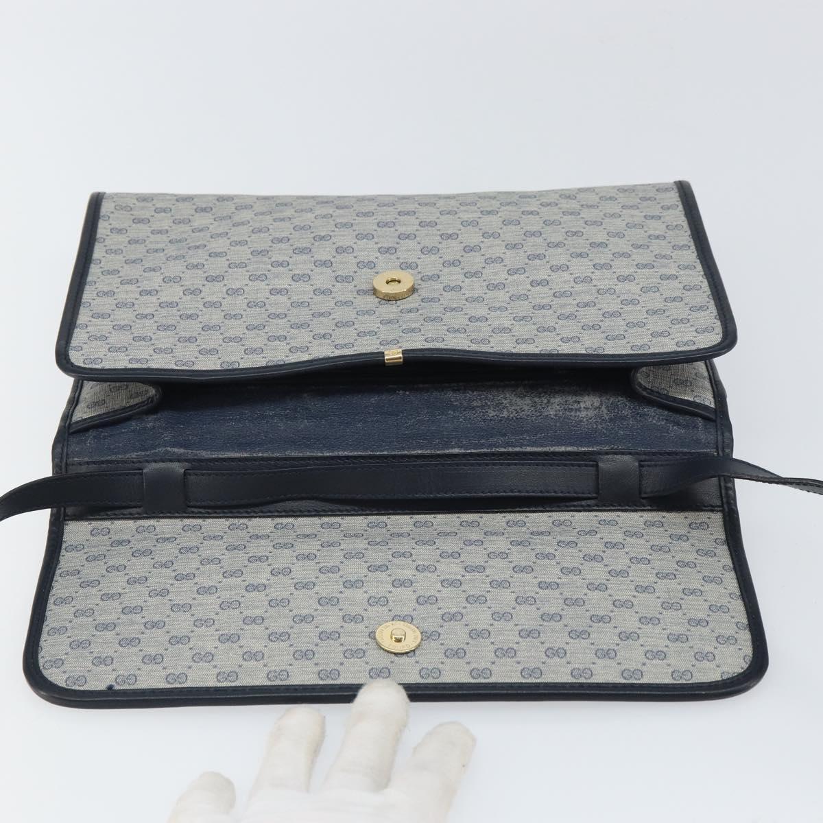 GUCCI Micro GG Supreme Shoulder Bag PVC Navy Gold 004 58 0264 Auth 166623