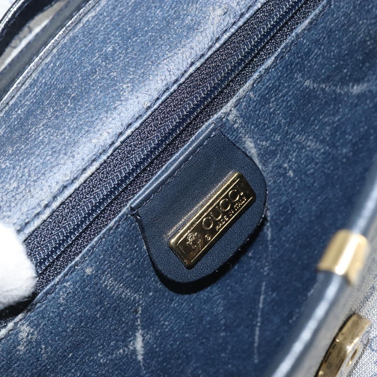 GUCCI Micro GG Supreme Shoulder Bag PVC Navy Gold 004 58 0264 Auth 166623