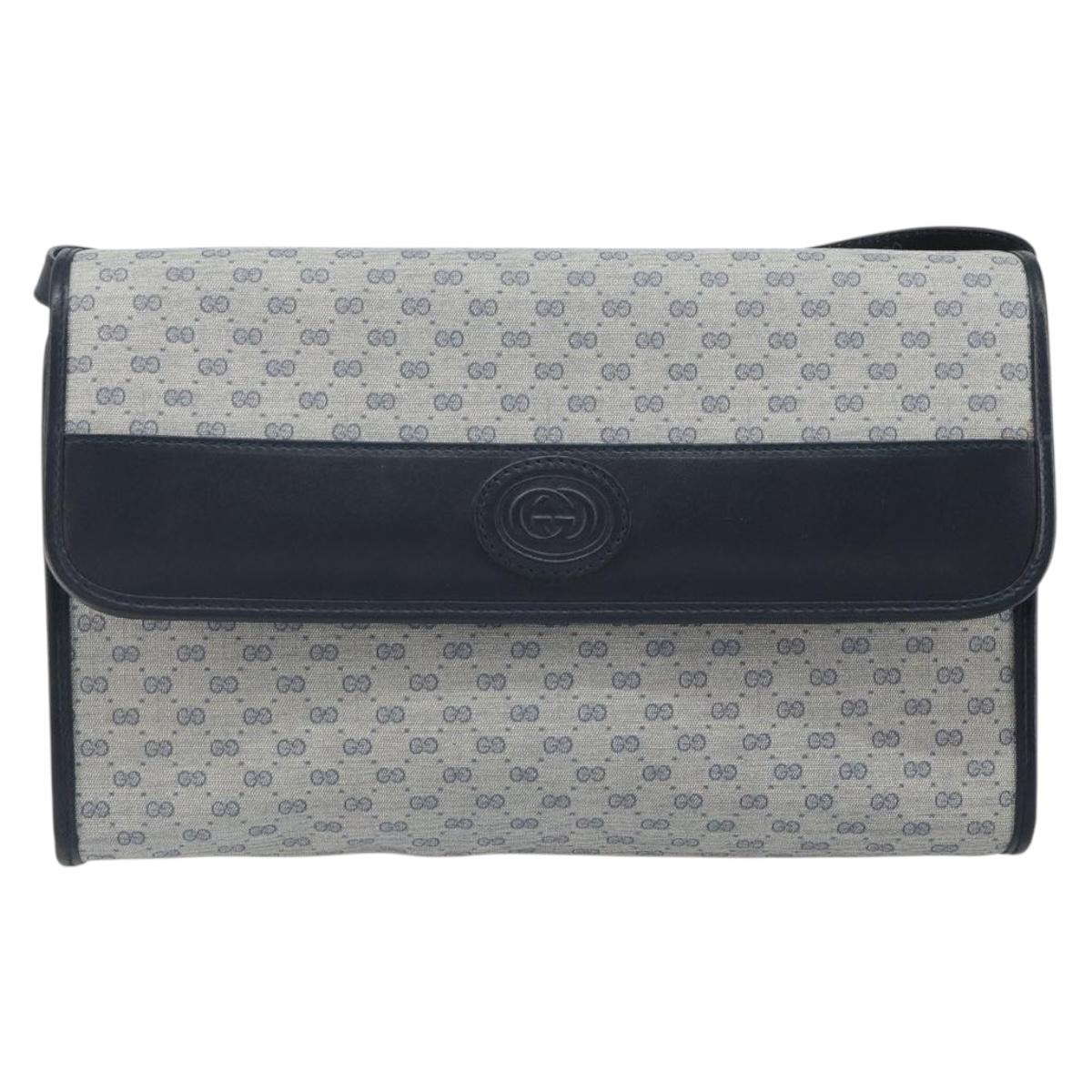 GUCCI Micro GG Supreme Shoulder Bag PVC Navy Gold 004 58 0264 Auth 166623