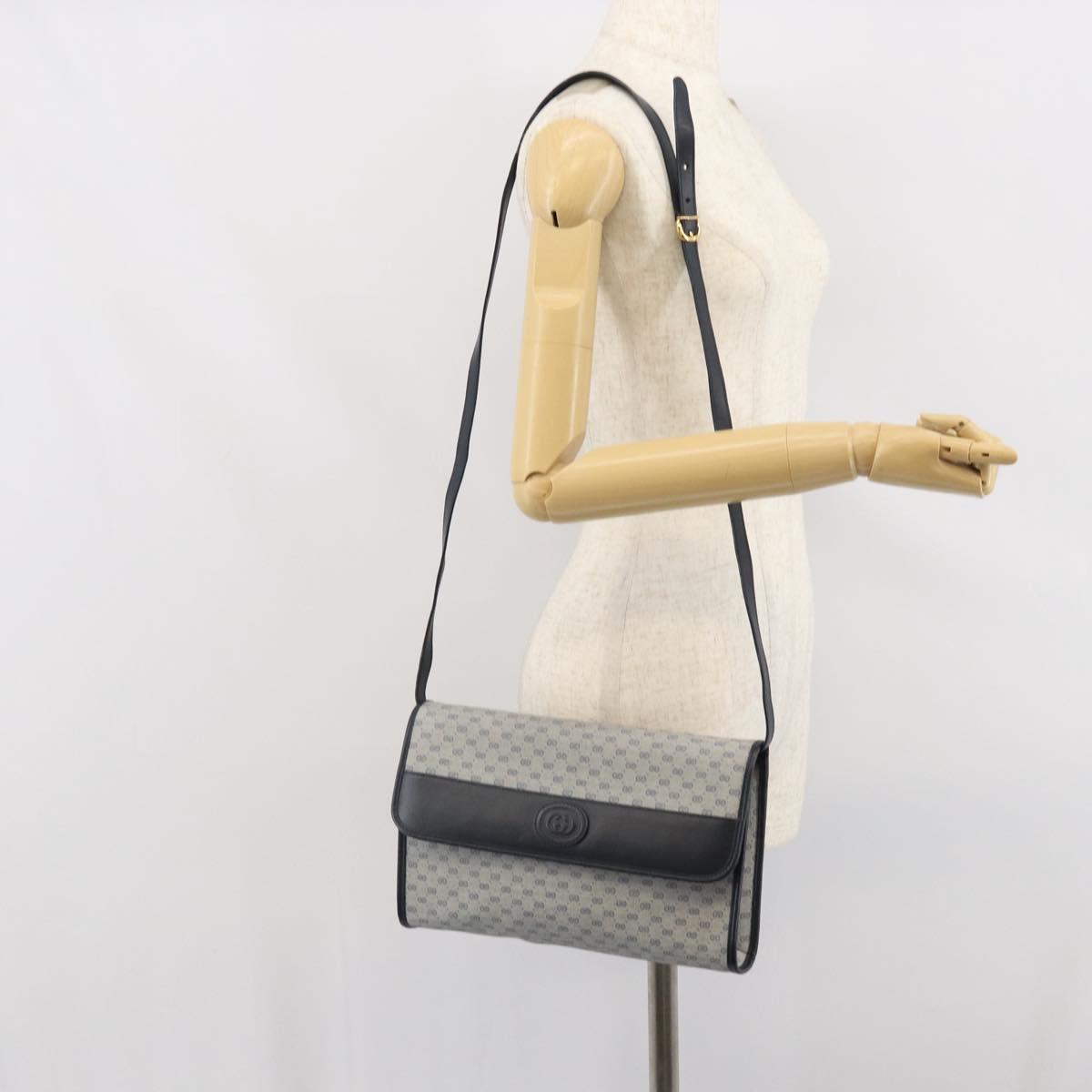 GUCCI Micro GG Supreme Shoulder Bag PVC Navy Gold 004 58 0264 Auth 166623