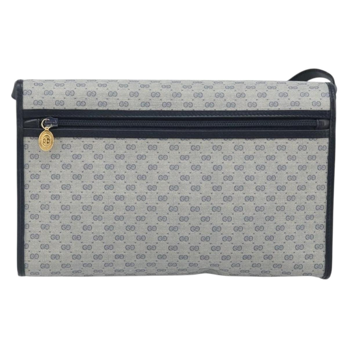 GUCCI Micro GG Supreme Shoulder Bag PVC Navy Gold 004 58 0264 Auth 166623