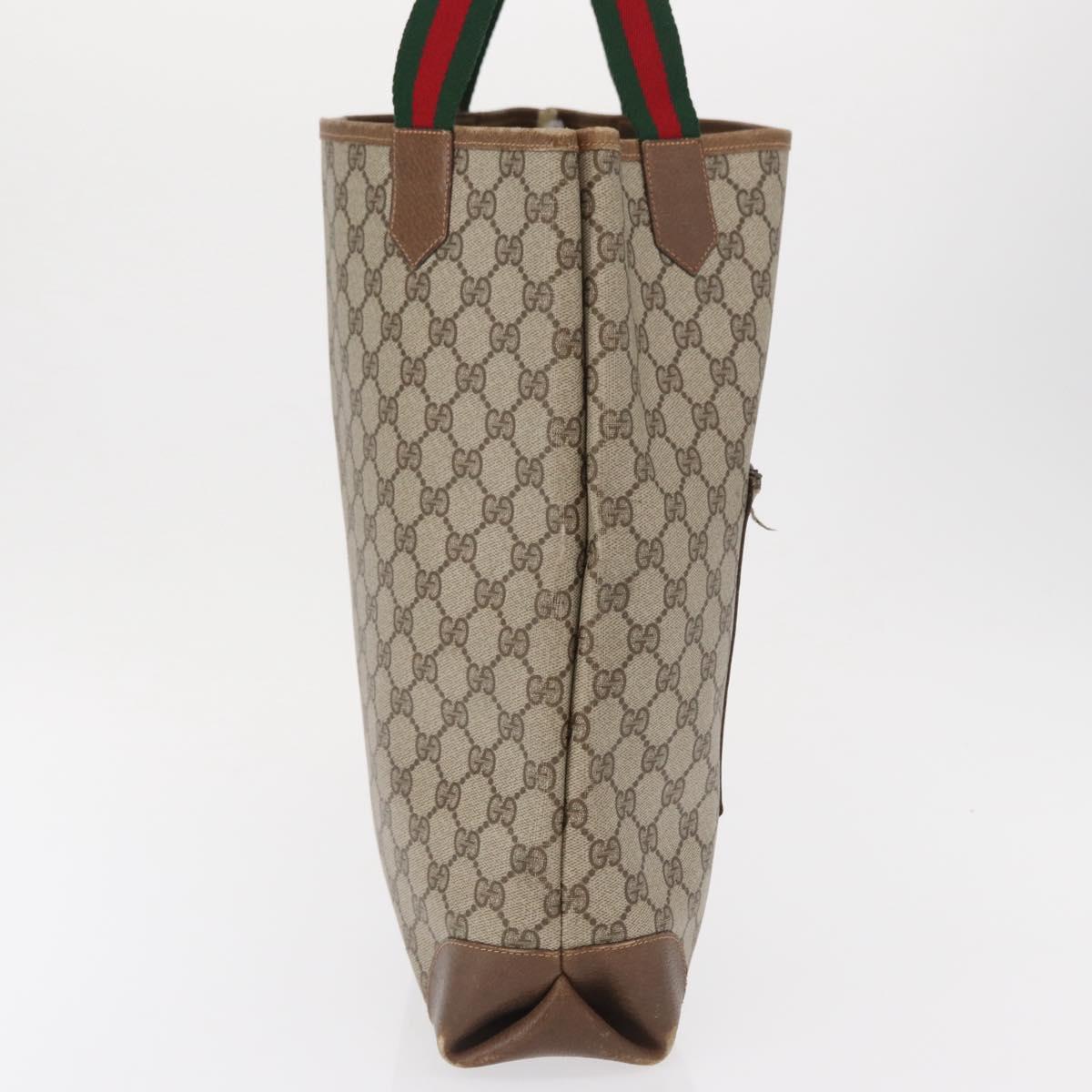 GUCCI GG Supreme Web Sherry Line Bag PVC Beige Gold Red 002 904 0222 Auth 166624