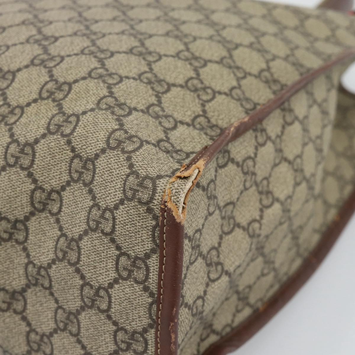 GUCCI GG Supreme Web Sherry Line Tote Bag PVC Beige Gold Red 211135 Auth 166626