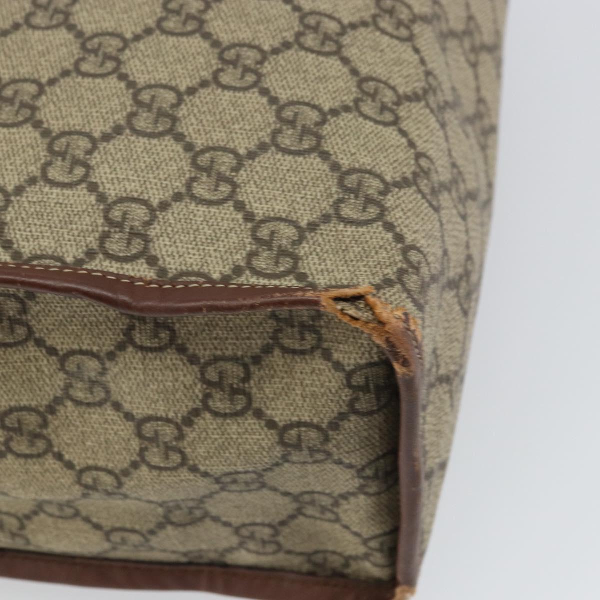 GUCCI GG Supreme Web Sherry Line Tote Bag PVC Beige Gold Red 211135 Auth 166626
