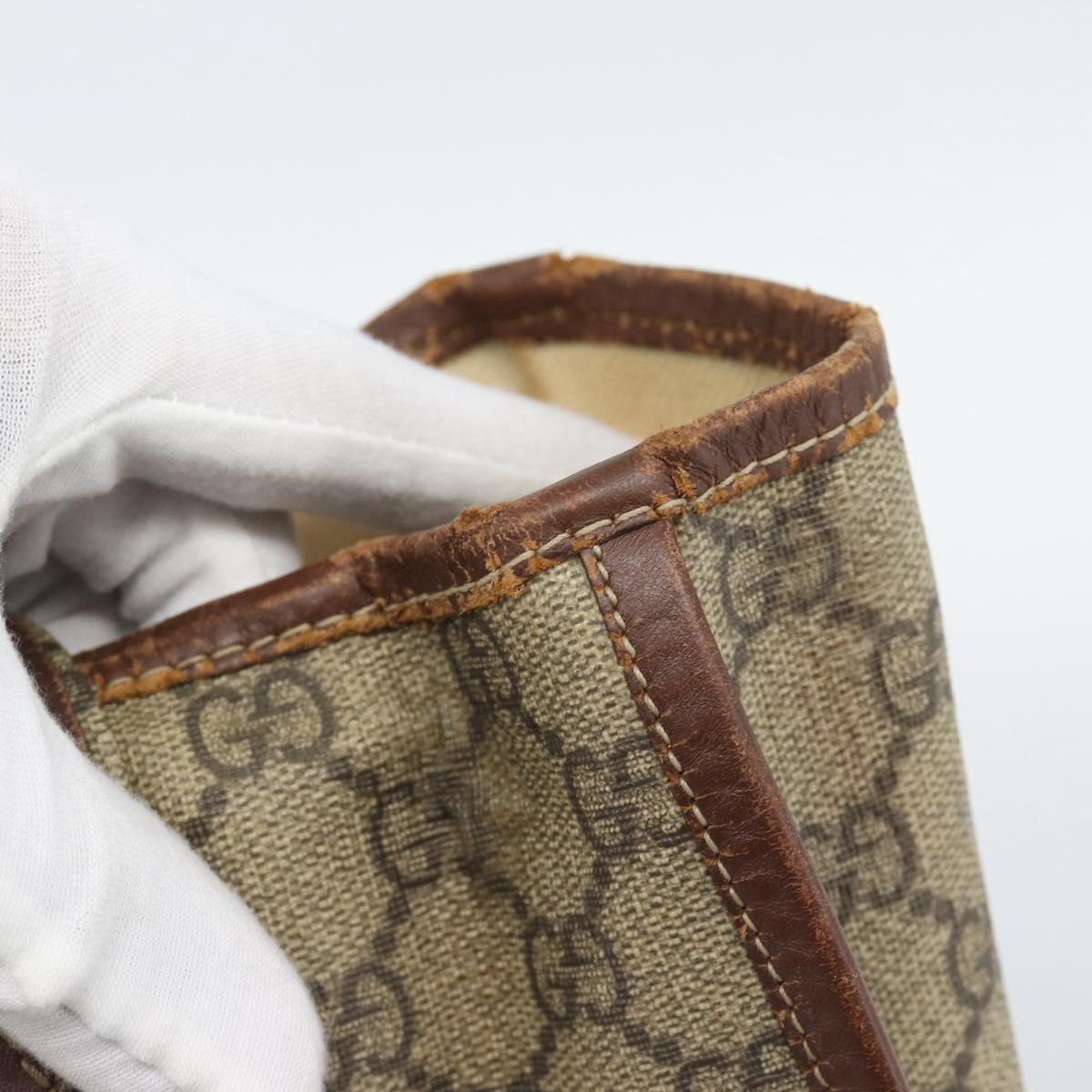 GUCCI GG Supreme Web Sherry Line Tote Bag PVC Beige Gold Red 211135 Auth 166626