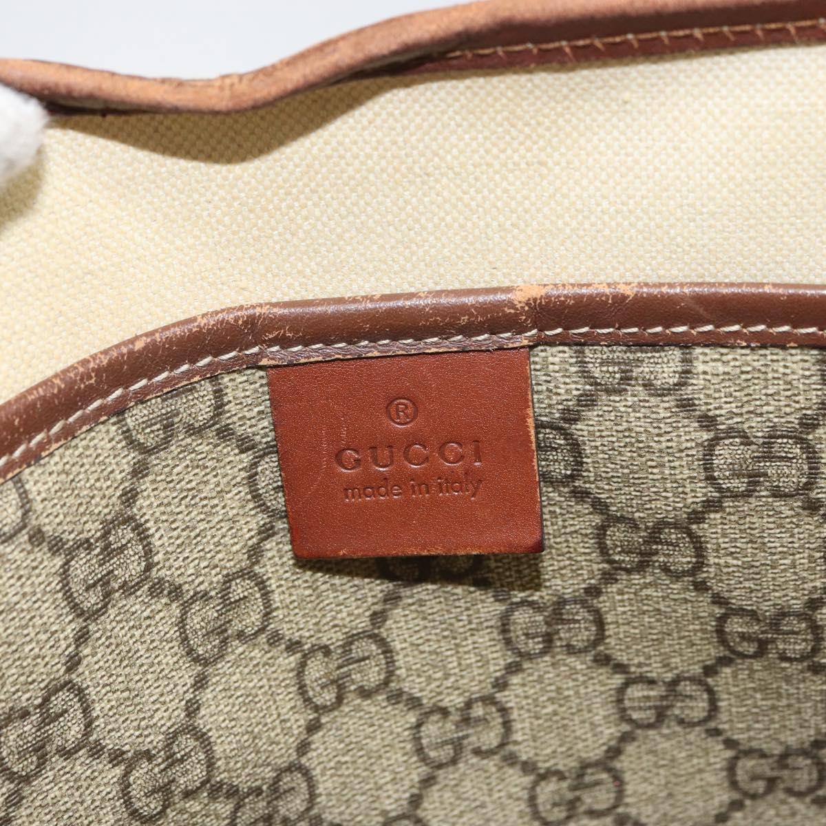 GUCCI GG Supreme Web Sherry Line Tote Bag PVC Beige Gold Red 211135 Auth 166626