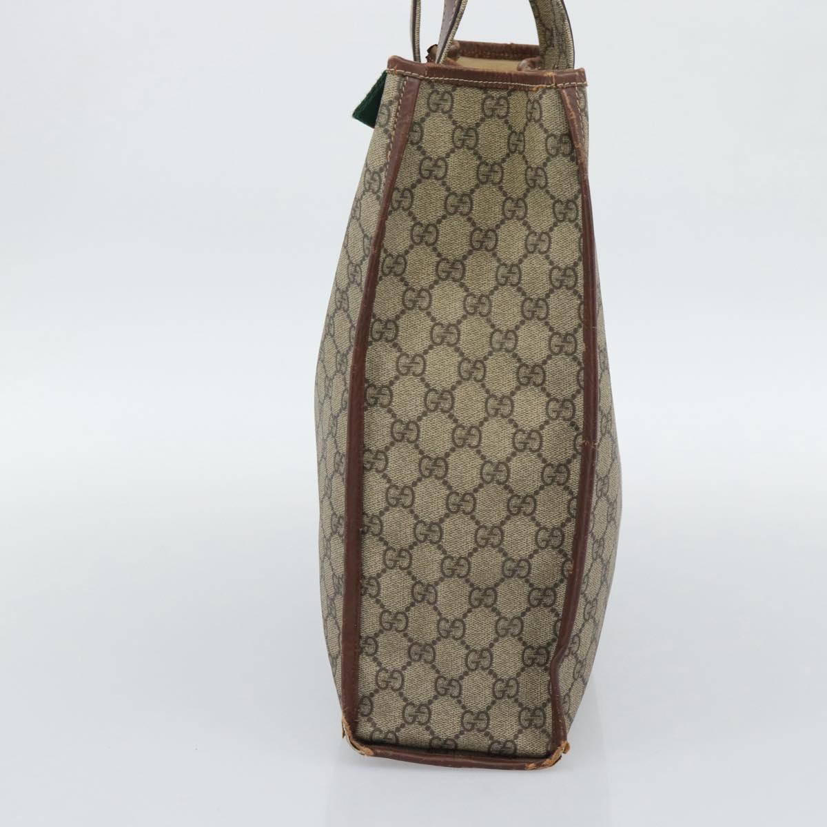GUCCI GG Supreme Web Sherry Line Tote Bag PVC Beige Gold Red 211135 Auth 166626