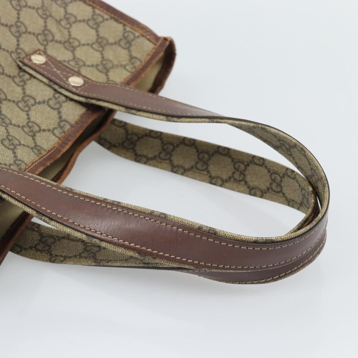 GUCCI GG Supreme Web Sherry Line Tote Bag PVC Beige Gold Red 211135 Auth 166626