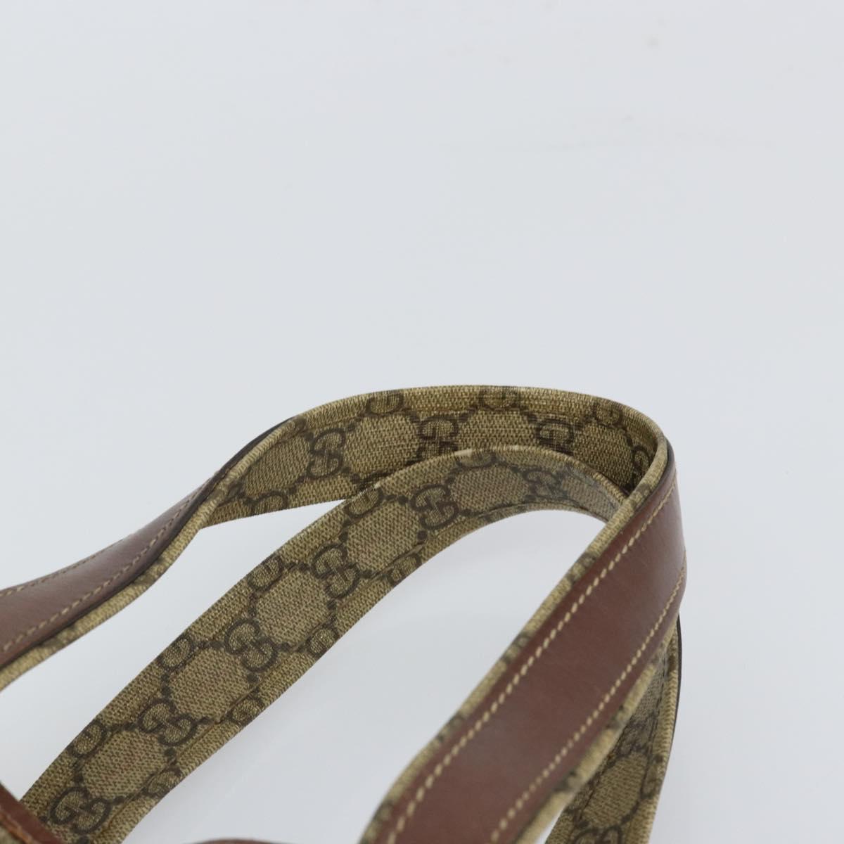 GUCCI GG Supreme Web Sherry Line Tote Bag PVC Beige Gold Red 211135 Auth 166626