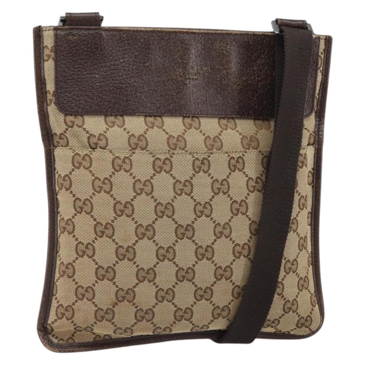 GUCCI GG Canvas Shoulder Bag Beige Silver 27639 Auth 166628