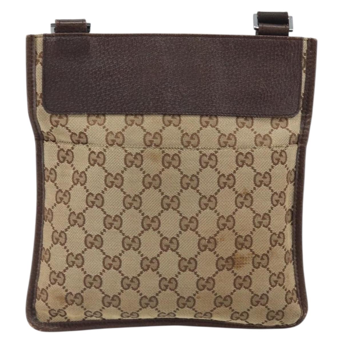 GUCCI GG Canvas Shoulder Bag Beige Silver 27639 Auth 166628