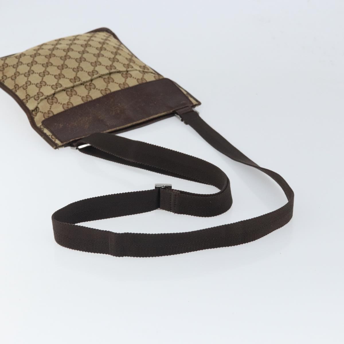 GUCCI GG Canvas Shoulder Bag Beige Silver 27639 Auth 166628