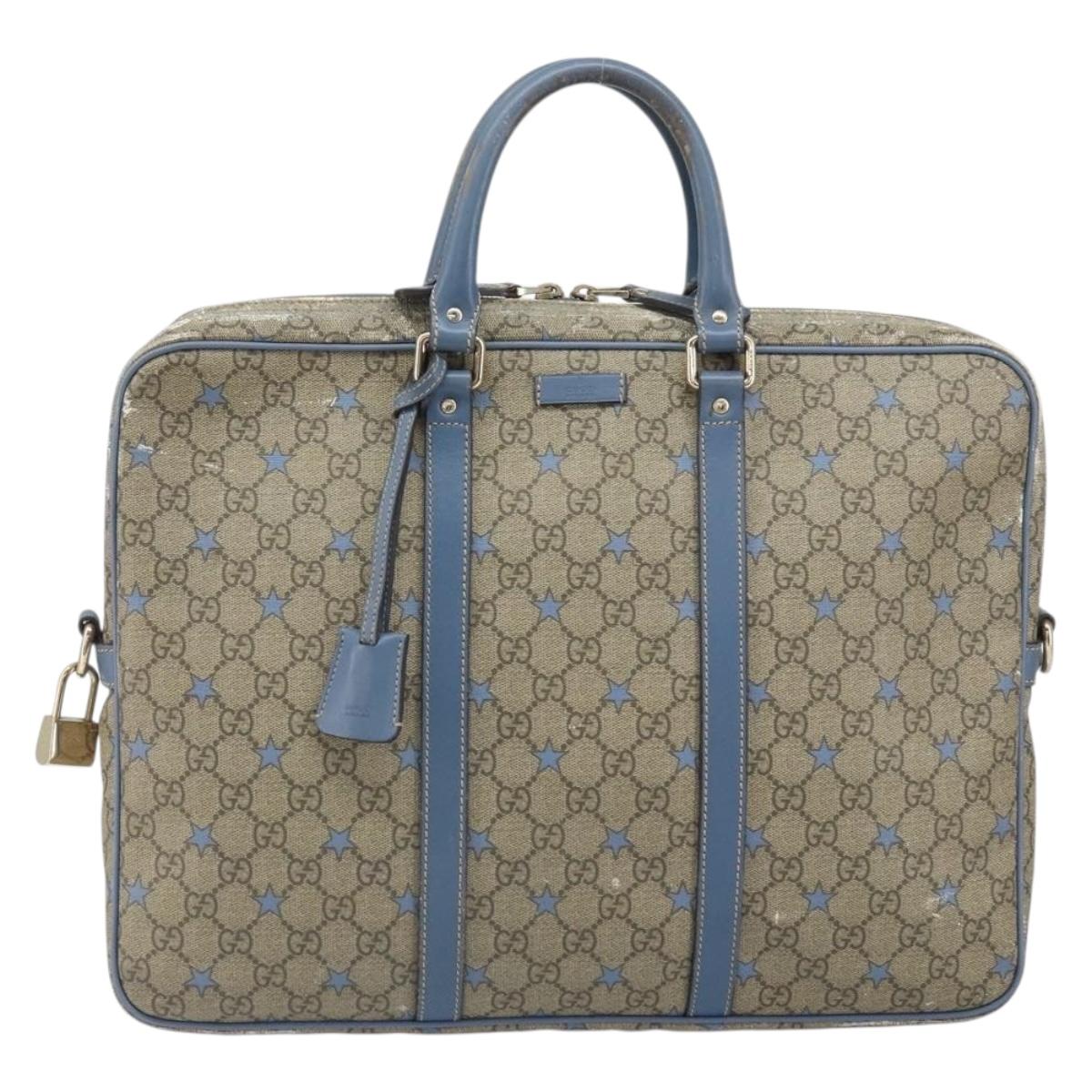 GUCCI GG Supreme Business Bag PVC Beige Gold 208463 Auth 166629