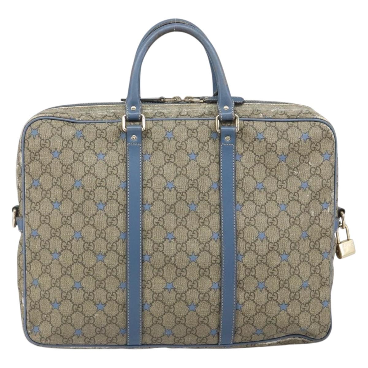 GUCCI GG Supreme Business Bag PVC Beige Gold 208463 Auth 166629