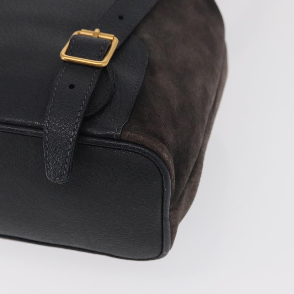 GUCCI Bamboo Backpack Suede Navy Gold 003 2058 0016 Auth 166631