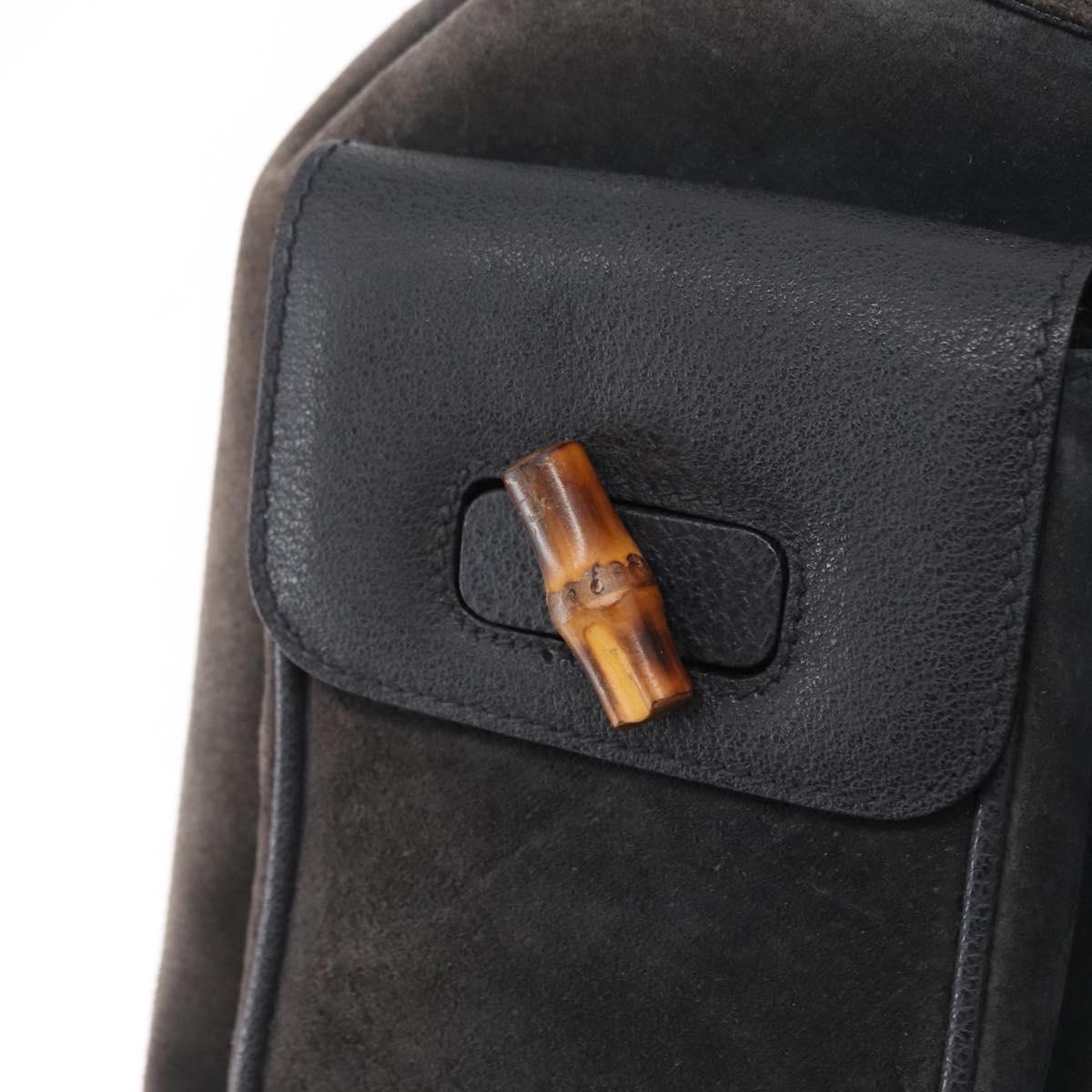 GUCCI Bamboo Backpack Suede Navy Gold 003 2058 0016 Auth 166631