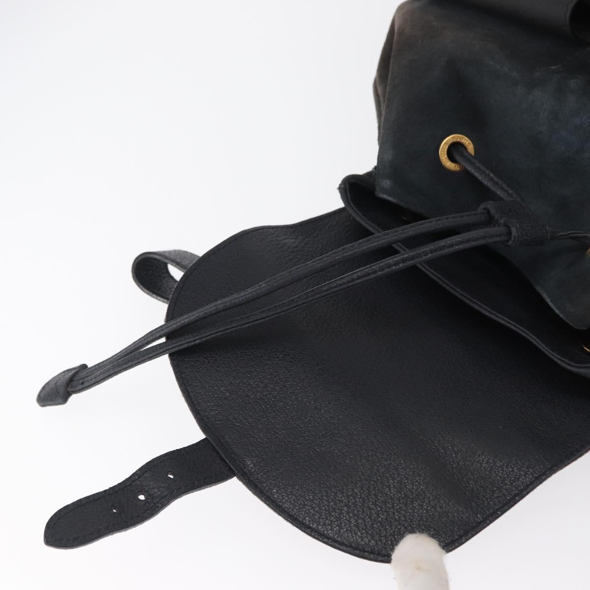 GUCCI Bamboo Backpack Suede Navy Gold 003 2058 0016 Auth 166631