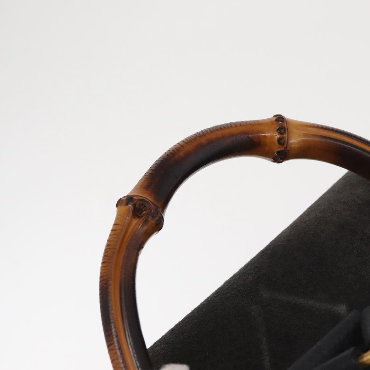 GUCCI Bamboo Backpack Suede Navy Gold 003 2058 0016 Auth 166631
