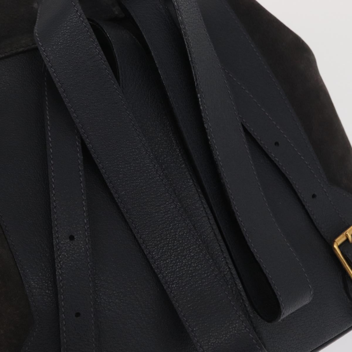 GUCCI Bamboo Backpack Suede Navy Gold 003 2058 0016 Auth 166631