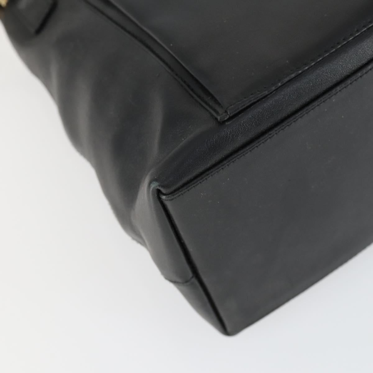 GUCCI Bamboo Hand Bag Leather 2way Black Gold 002 3754 0508 Auth 166633