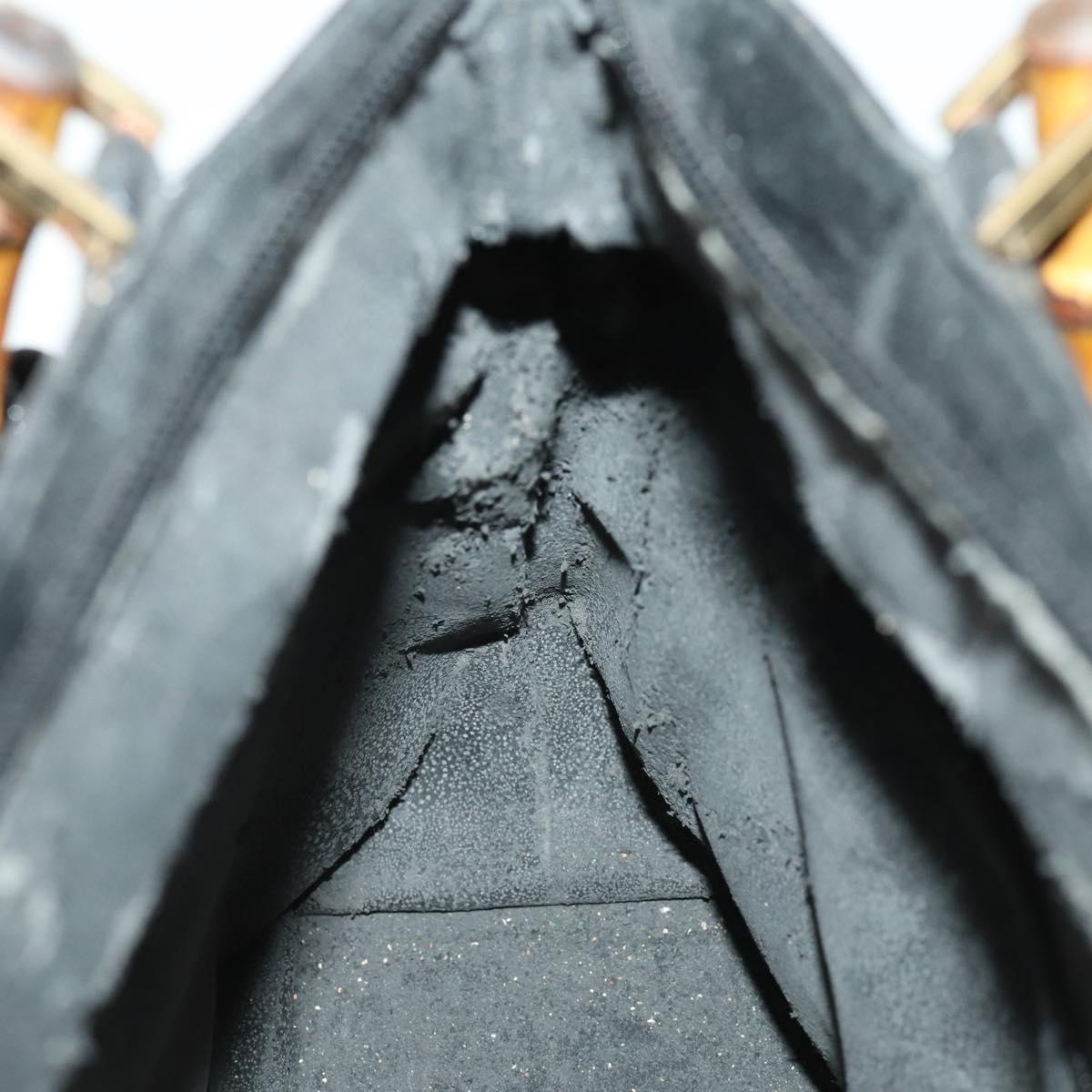 GUCCI Bamboo Hand Bag Leather 2way Black Gold 002 3754 0508 Auth 166633