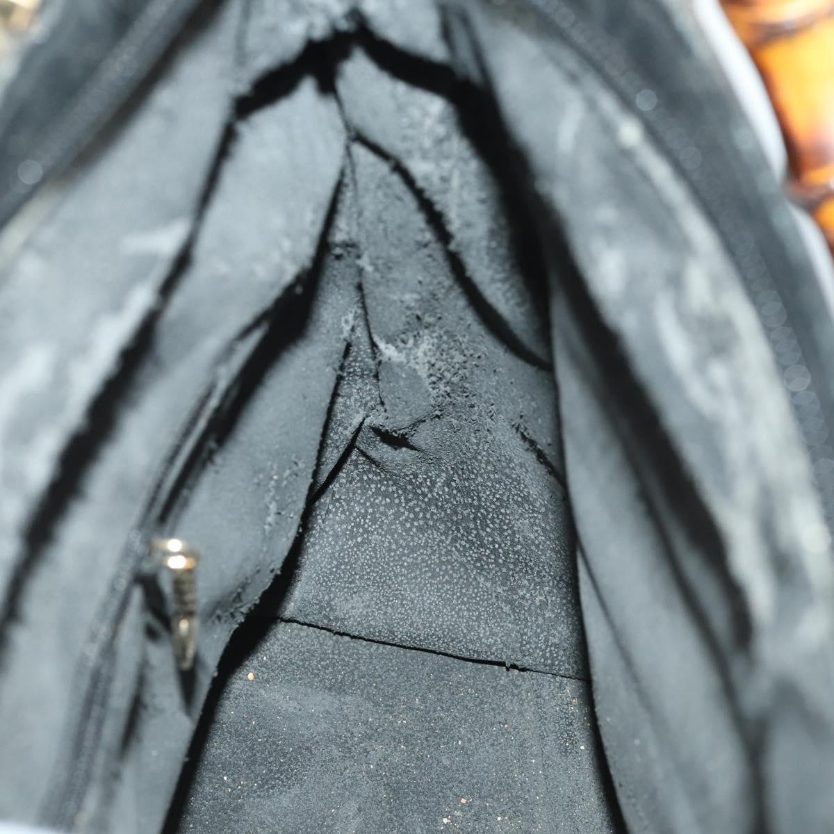 GUCCI Bamboo Hand Bag Leather 2way Black Gold 002 3754 0508 Auth 166633