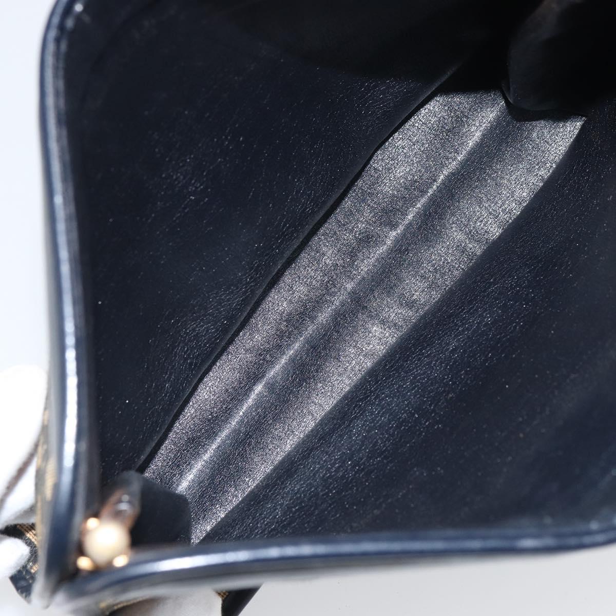 Christian Dior Trotter Canvas Clutch Bag Navy Gold Auth 166635
