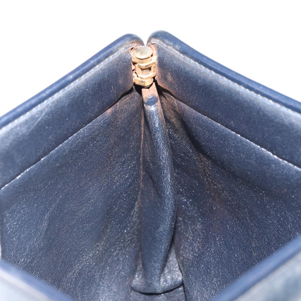Christian Dior Trotter Canvas Clutch Bag Navy Gold Auth 166635