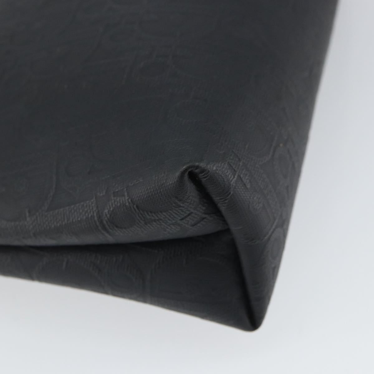 Christian Dior Trotter Canvas Clutch Bag Black Gold Auth 166636