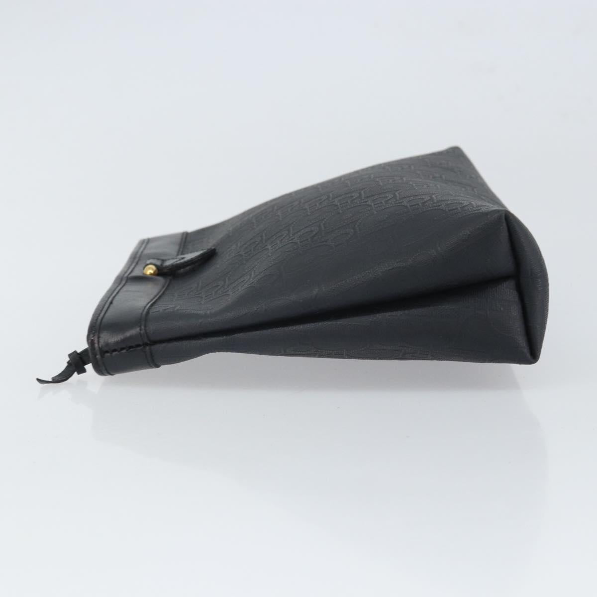 Christian Dior Trotter Canvas Clutch Bag Black Gold Auth 166636